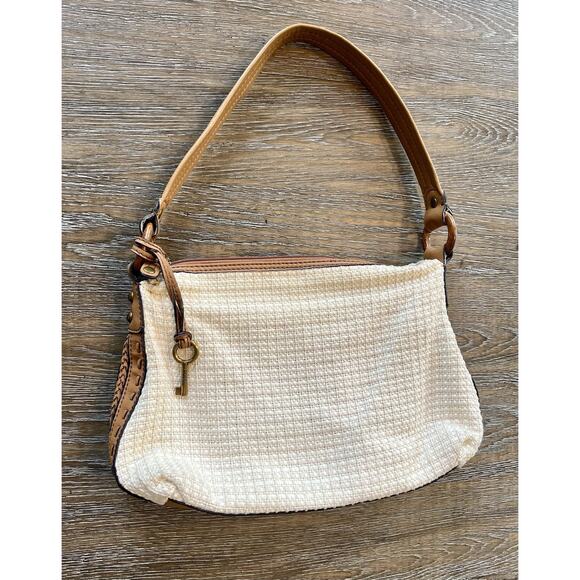 VTG Fossil 1954 Classic Bag Medium Size 9”x13” Zip Top Cream Color - Picture 3 of 13